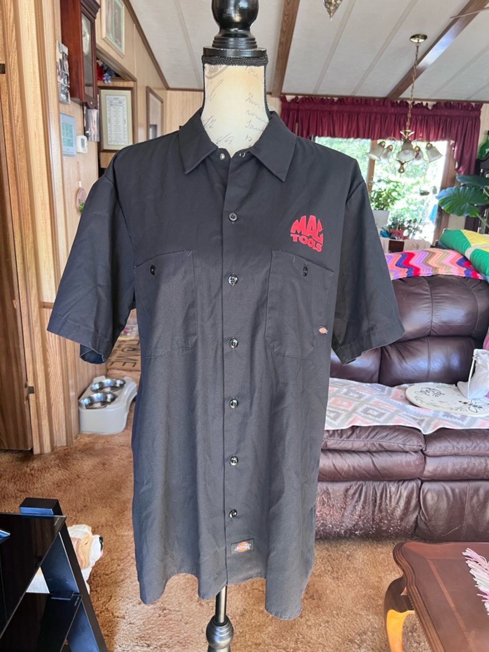 Mac Tools Dickies Men's Black Button Up Mechanic Shirt Smoked Turbo Lit Size L.